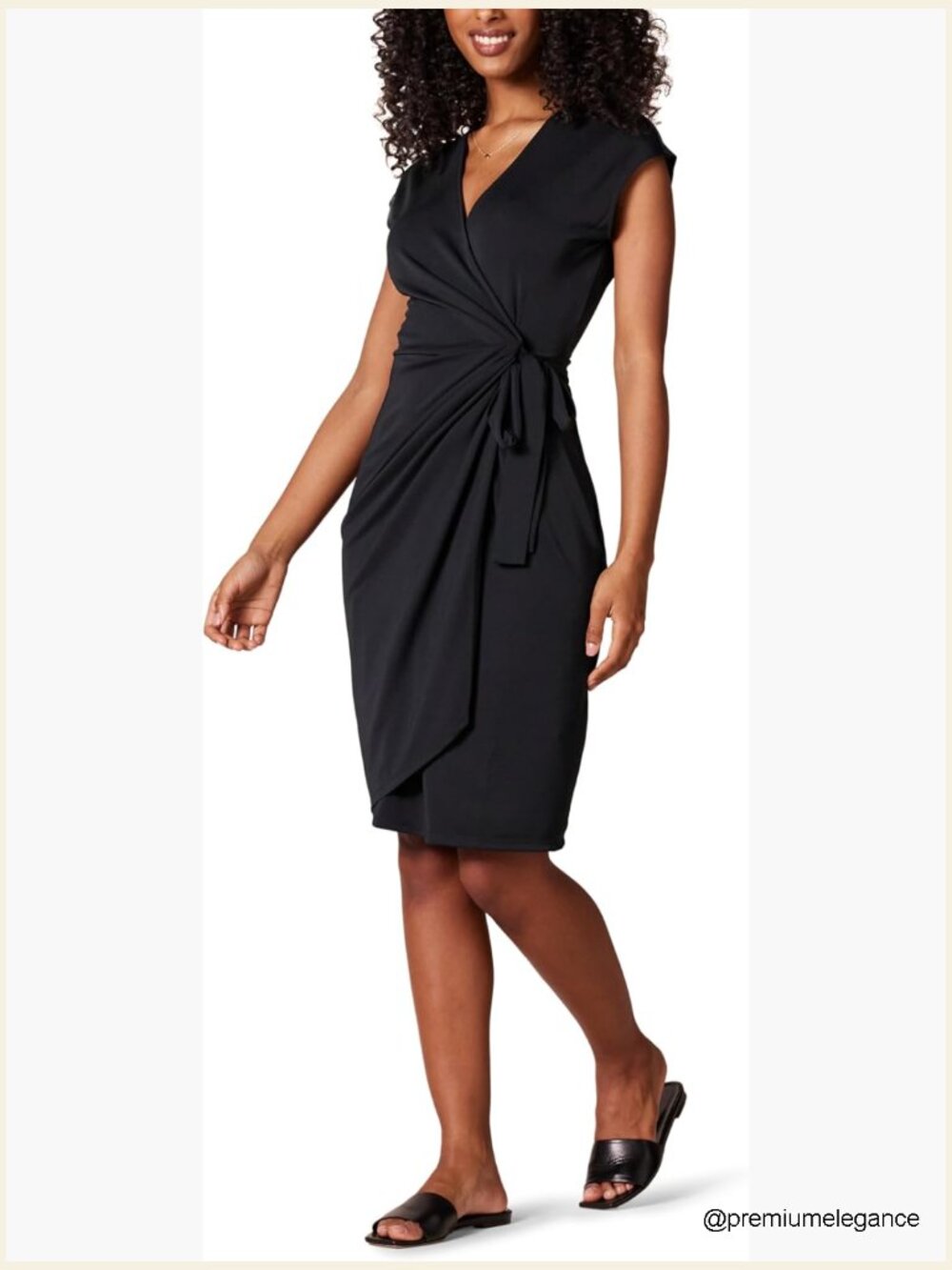 Women's Classic Cap Sleeve Wrap Dress V Neck Plus Size